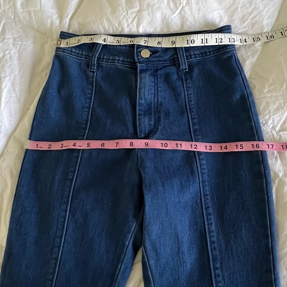 Flying Tomato High Waisted Front Seam Dark Wash Super Flare Jeans Size Small - Picture 7 of 11